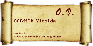 Offák Vitolda névjegykártya